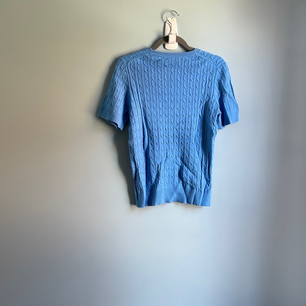 NWT-Tommy Hilfiger Sky Blue Crewneck Short Sleeve Sweater - Picture 2 of 6